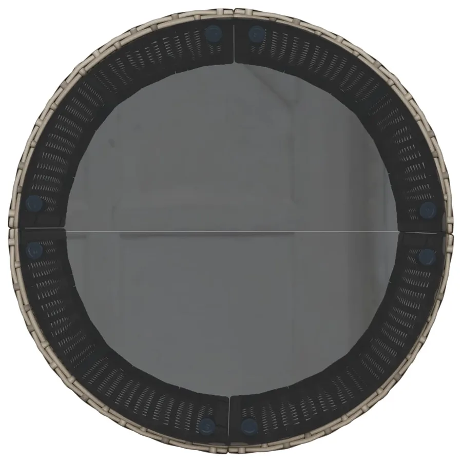 Canapé de jardin avec table coussins rond gris résine tressée - 8
