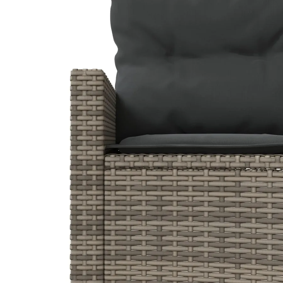 Canapé de jardin avec table coussins rond gris résine tressée - 9