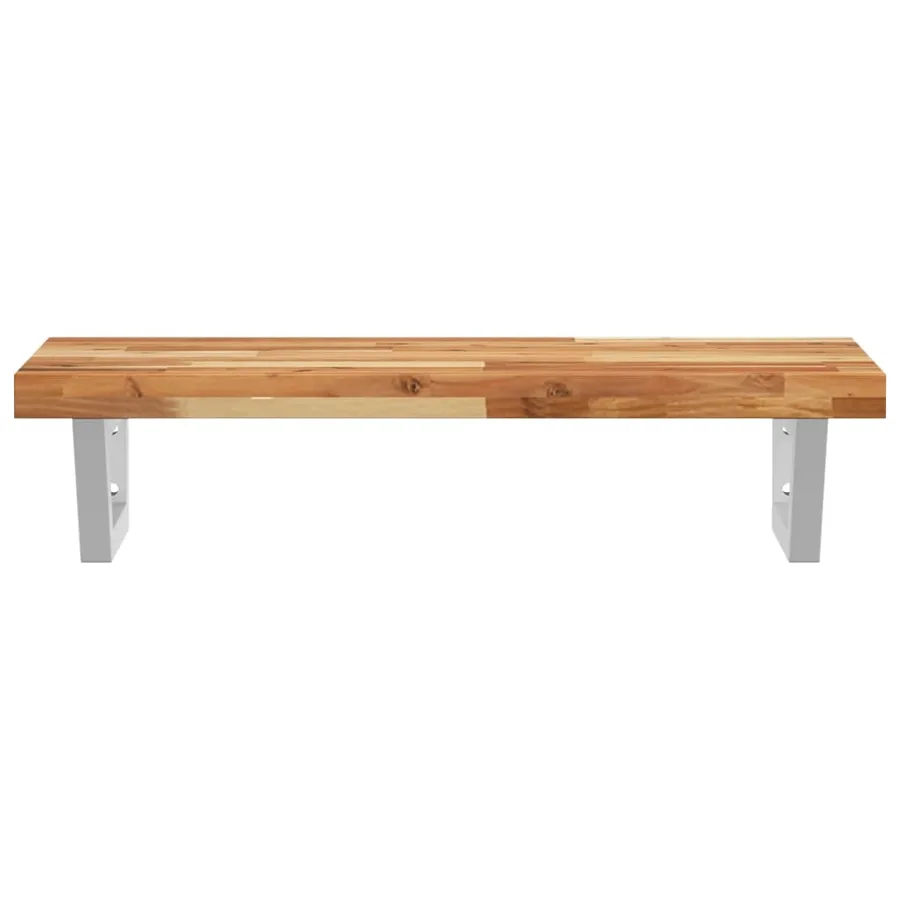 Étagère de vasque murale acier et bois massif d'acacia - 4