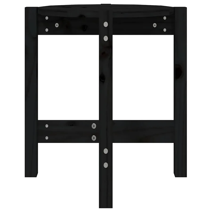Table basse Noir Ø 42,5x45 cm Bois massif de pin - 5