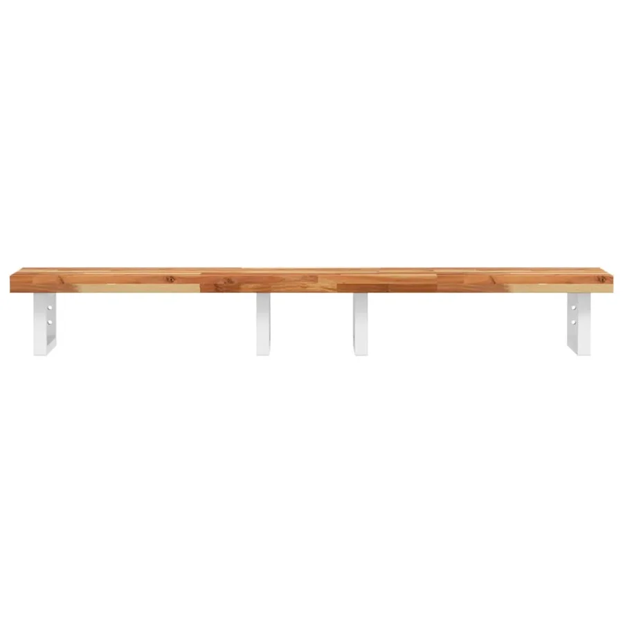 Étagère de vasque murale acier et bois massif d'acacia - 4