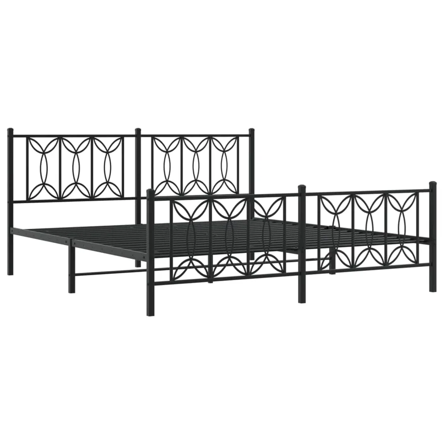 Cadre de lit métal sans matelas avec pied de lit noir 183x213cm - 3