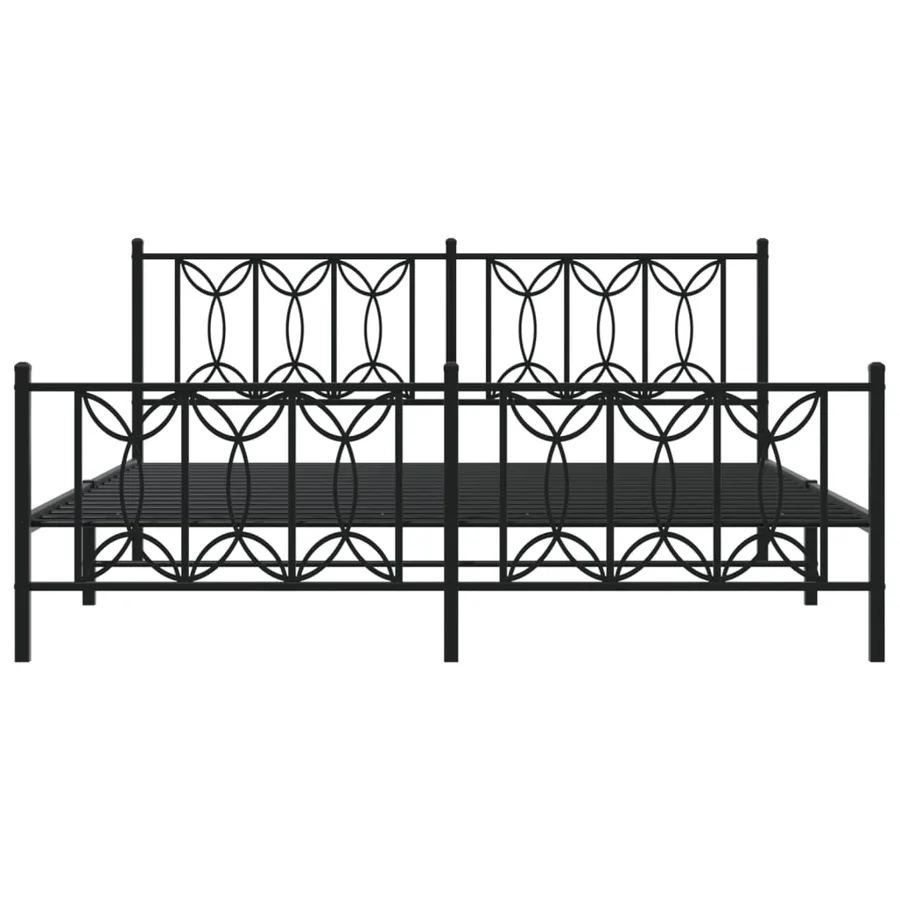 Cadre de lit métal sans matelas avec pied de lit noir 183x213cm - 4