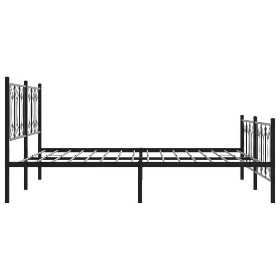 Cadre de lit métal sans matelas avec pied de lit noir 183x213cm - 5