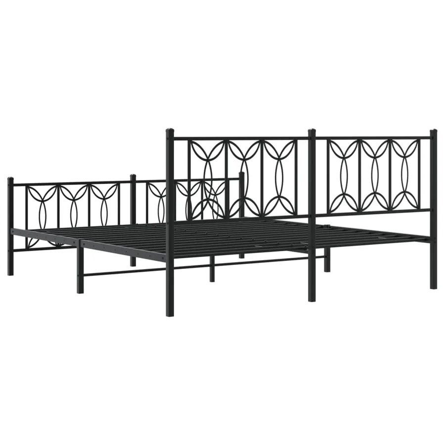 Cadre de lit métal sans matelas avec pied de lit noir 183x213cm - 6