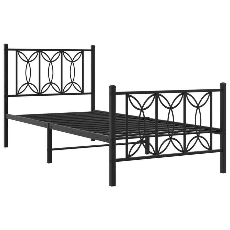 Cadre de lit métal sans matelas avec pied de lit noir 90x200 cm - 3
