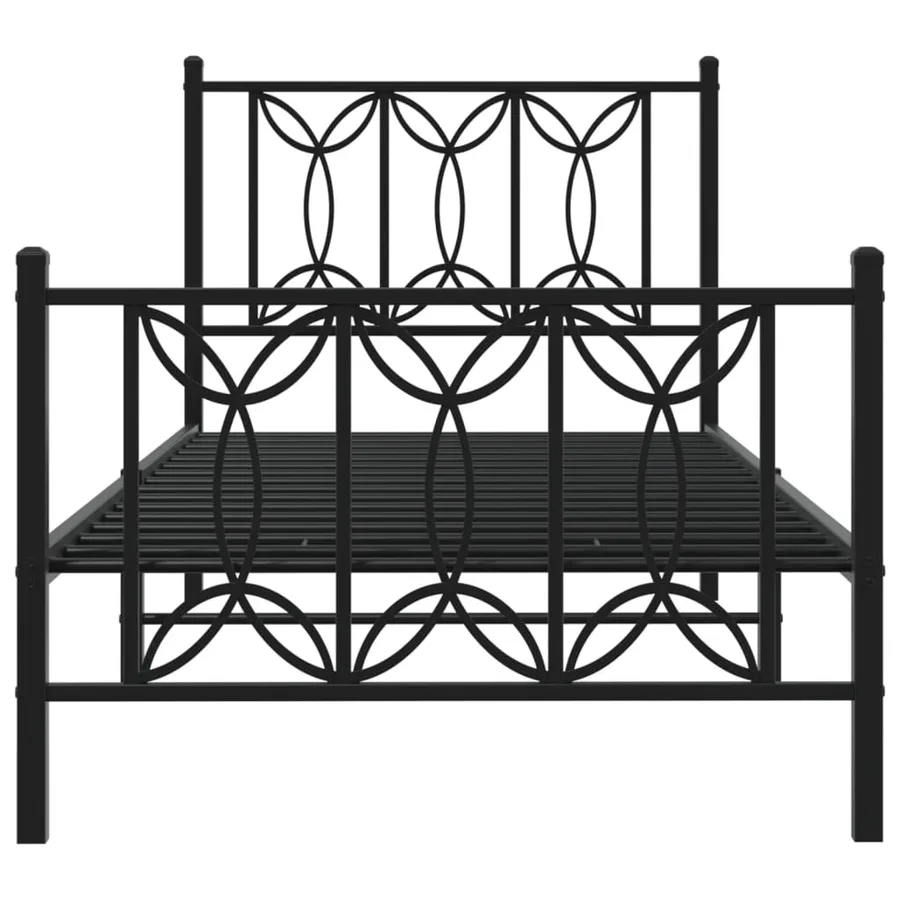 Cadre de lit métal sans matelas avec pied de lit noir 90x200 cm - 4