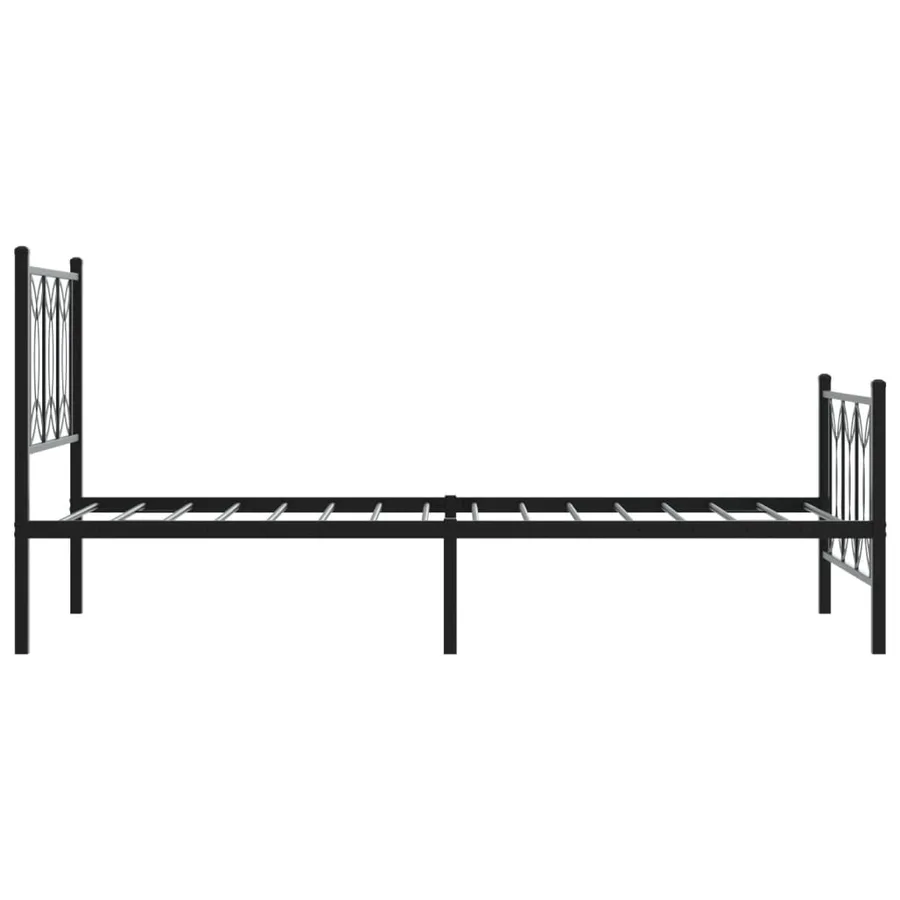 Cadre de lit métal sans matelas avec pied de lit noir 90x200 cm - 5