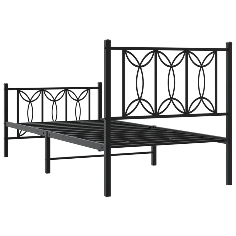 Cadre de lit métal sans matelas avec pied de lit noir 90x200 cm - 6
