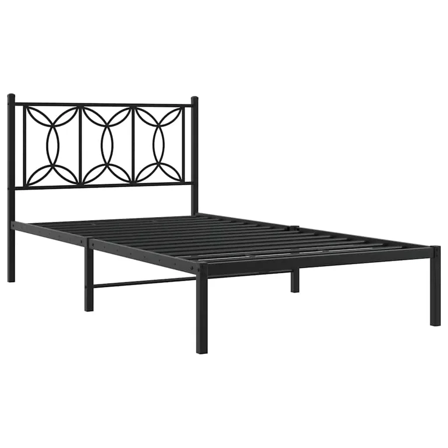 Cadre de lit métal sans matelas avec tête de lit noir 107x203cm - 3