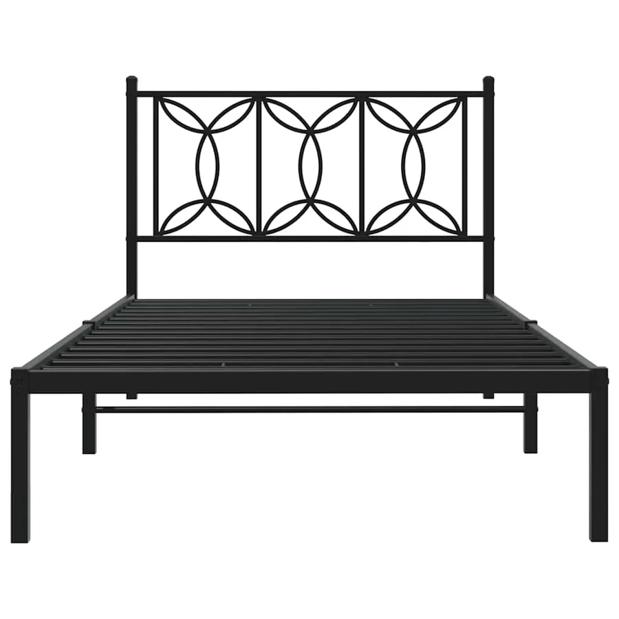 Cadre de lit métal sans matelas avec tête de lit noir 107x203cm - 4