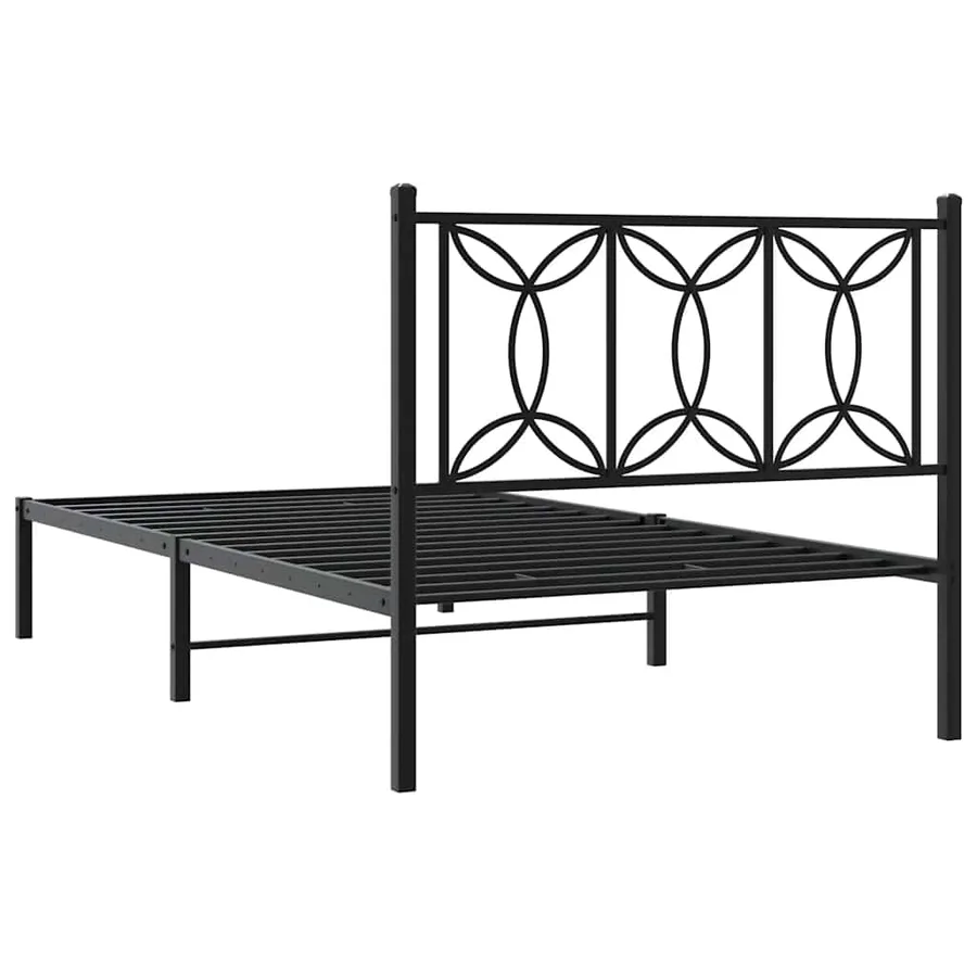 Cadre de lit métal sans matelas avec tête de lit noir 107x203cm - 6