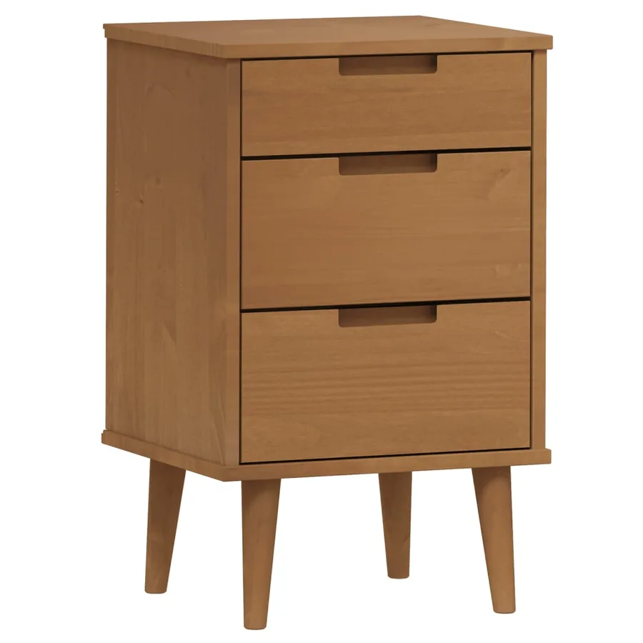 Table de chevet MOLDE Marron 40x35x65 cm Bois de pin solide - 2