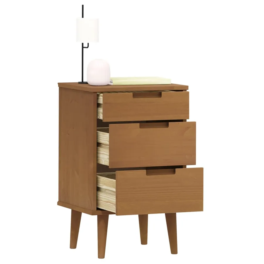 Table de chevet MOLDE Marron 40x35x65 cm Bois de pin solide - 3