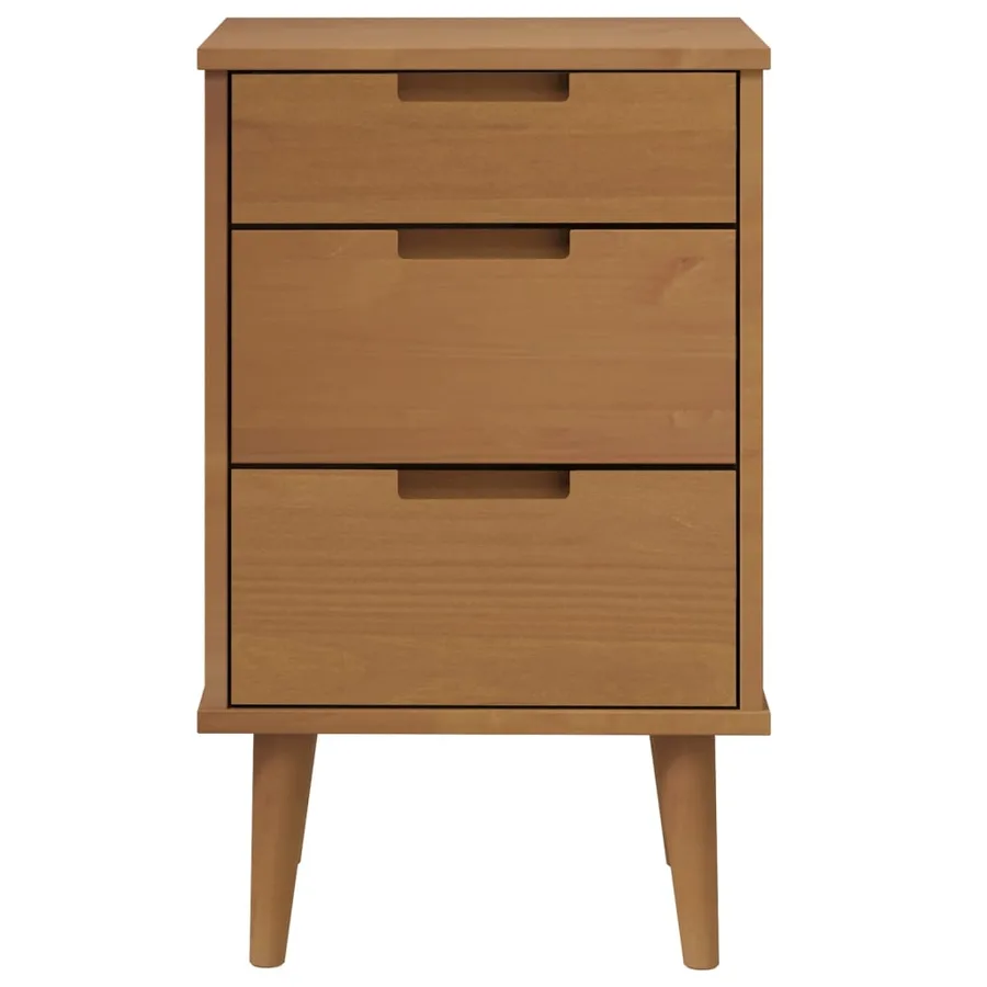 Table de chevet MOLDE Marron 40x35x65 cm Bois de pin solide - 4