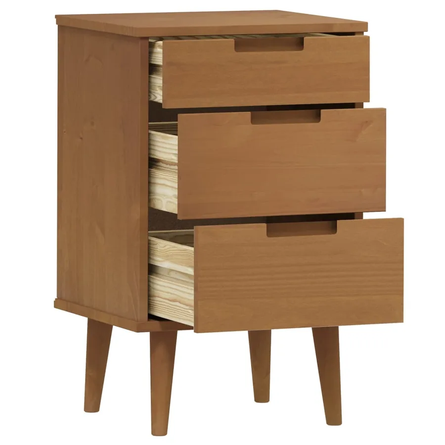 Table de chevet MOLDE Marron 40x35x65 cm Bois de pin solide - 5