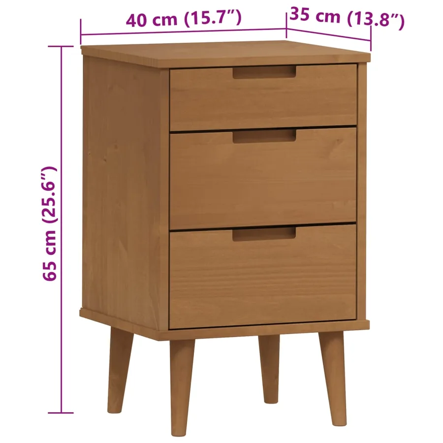 Table de chevet MOLDE Marron 40x35x65 cm Bois de pin solide - 8