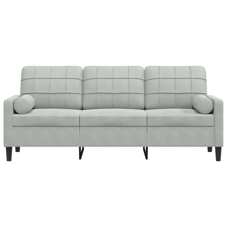 Canapé 3 places avec oreillers gris clair 180 cm velours - 3