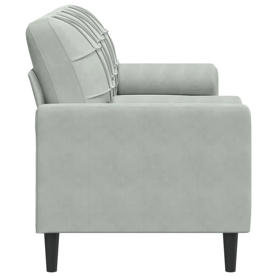 Canapé 3 places avec oreillers gris clair 180 cm velours - 4
