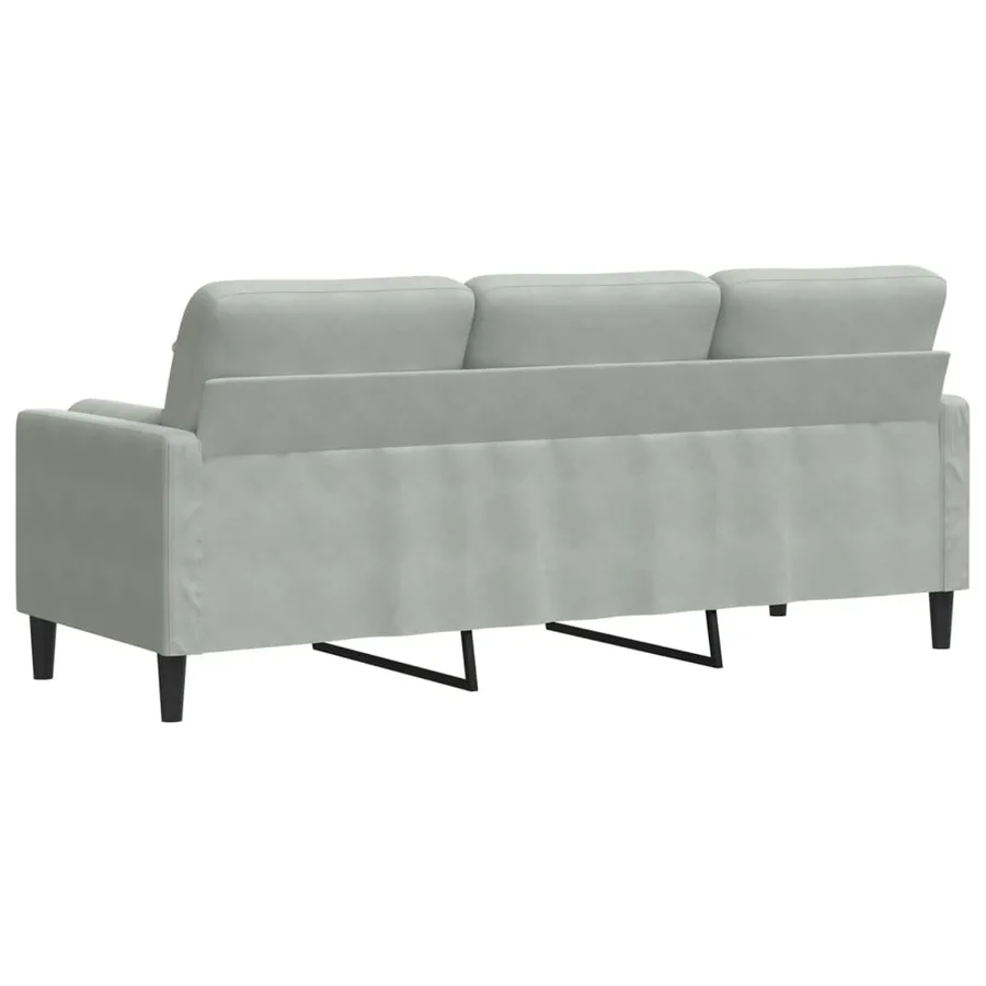 Canapé 3 places avec oreillers gris clair 180 cm velours - 5