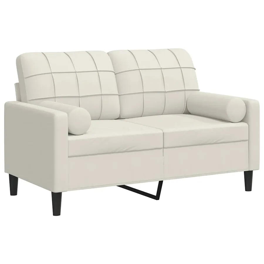 Canapé 2 places avec oreillers décoratifs crème 120 cm velours - 2