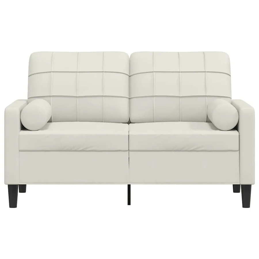 Canapé 2 places avec oreillers décoratifs crème 120 cm velours - 3