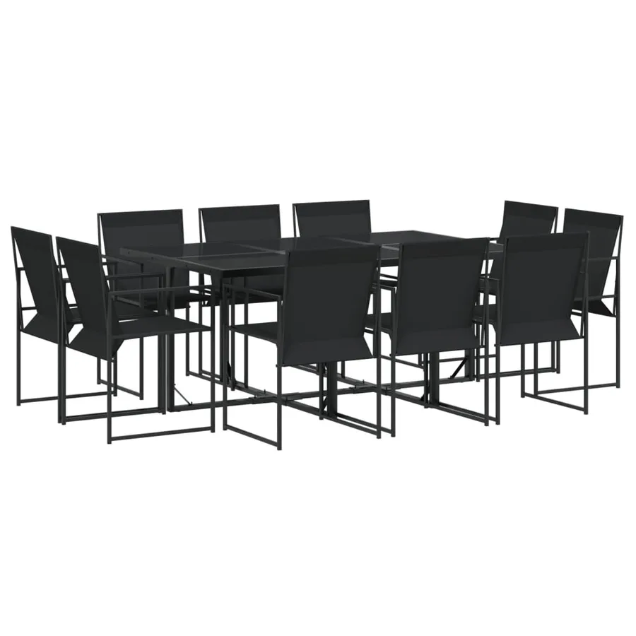 Ensemble à manger de jardin 11 pcs noir textilène - 2