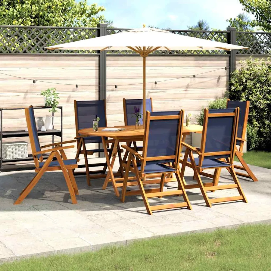 Ensemble à Manger de jardin 7pcs bois d'acacia solide textilène