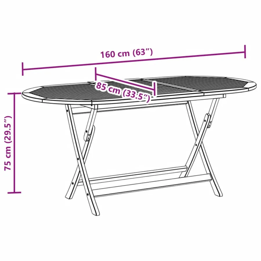 Ensemble à Manger de jardin 7pcs bois d'acacia solide textilène - 14
