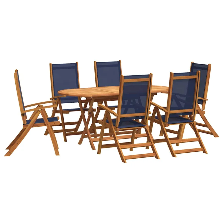 Ensemble à Manger de jardin 7pcs bois d'acacia solide textilène - 2