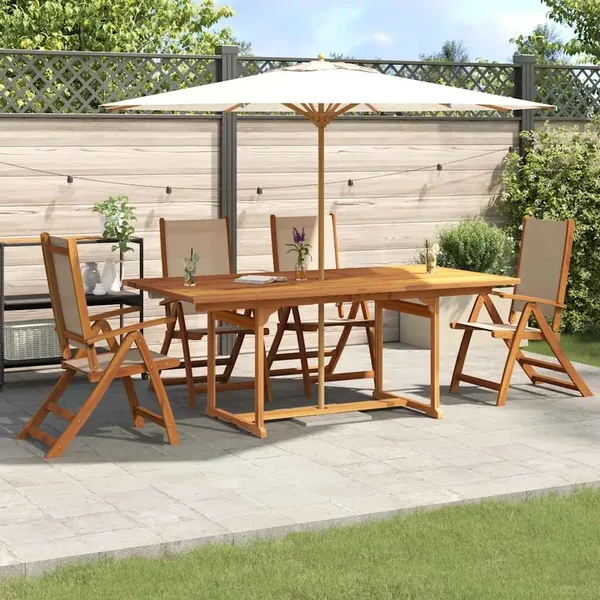 Ensemble à manger de jardin 5pcs bois d'acacia solide textilène