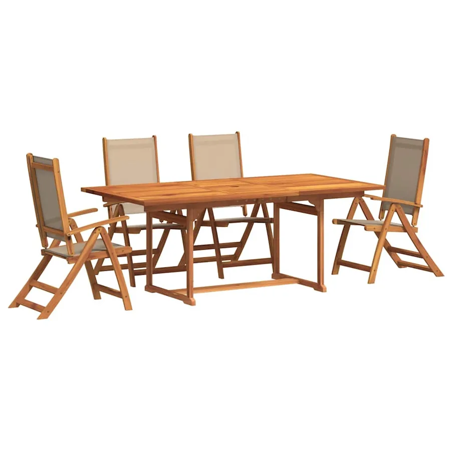 Ensemble à manger de jardin 5pcs bois d'acacia solide textilène - 2