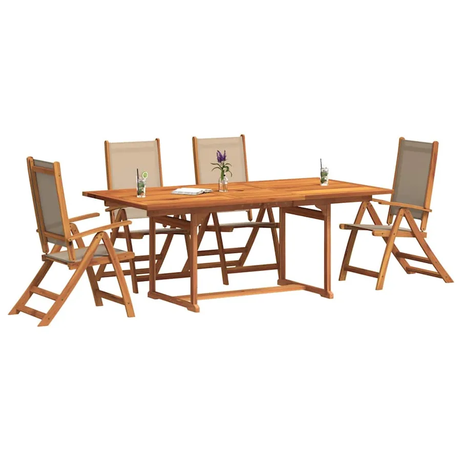 Ensemble à manger de jardin 5pcs bois d'acacia solide textilène - 6