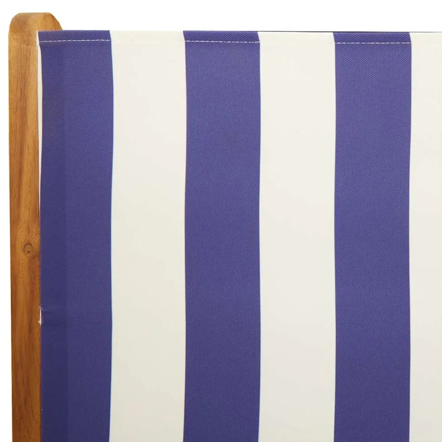 Ensemble à manger de jardin 7 pcs bleu blanc tissu bois massif - 10