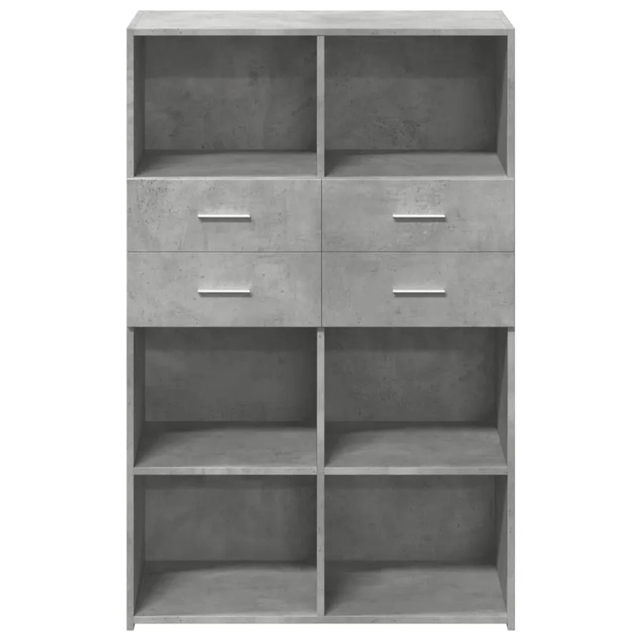 Buffet haut gris béton 80x42,5x124 cm bois d'ingénierie - 4