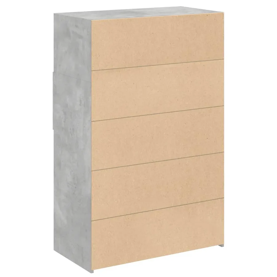 Buffet haut gris béton 80x42,5x124 cm bois d'ingénierie - 6