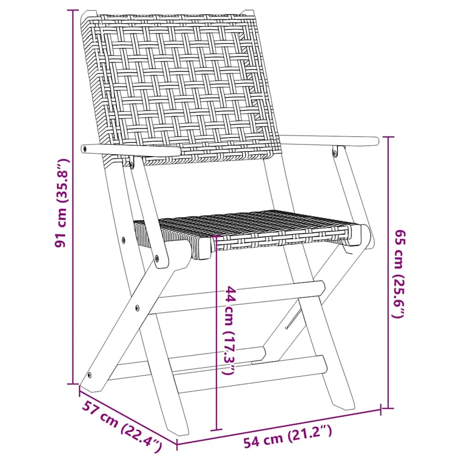 Ensemble de bistro 3 pcs gris résine tressée et bois massif - 12
