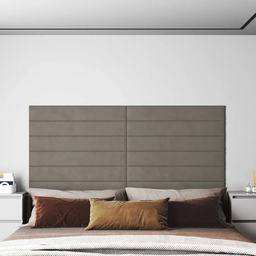 Tête de lit murale 12 pcs Gris clair Velours