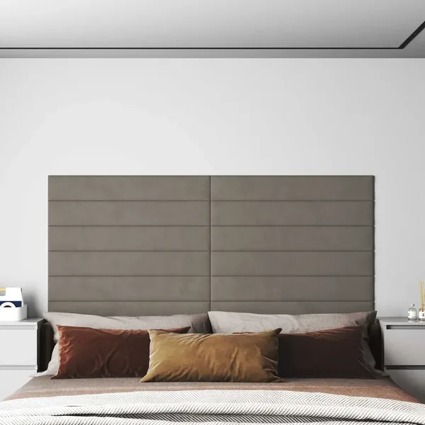 Tête de lit murale 12 pcs Gris clair Velours
