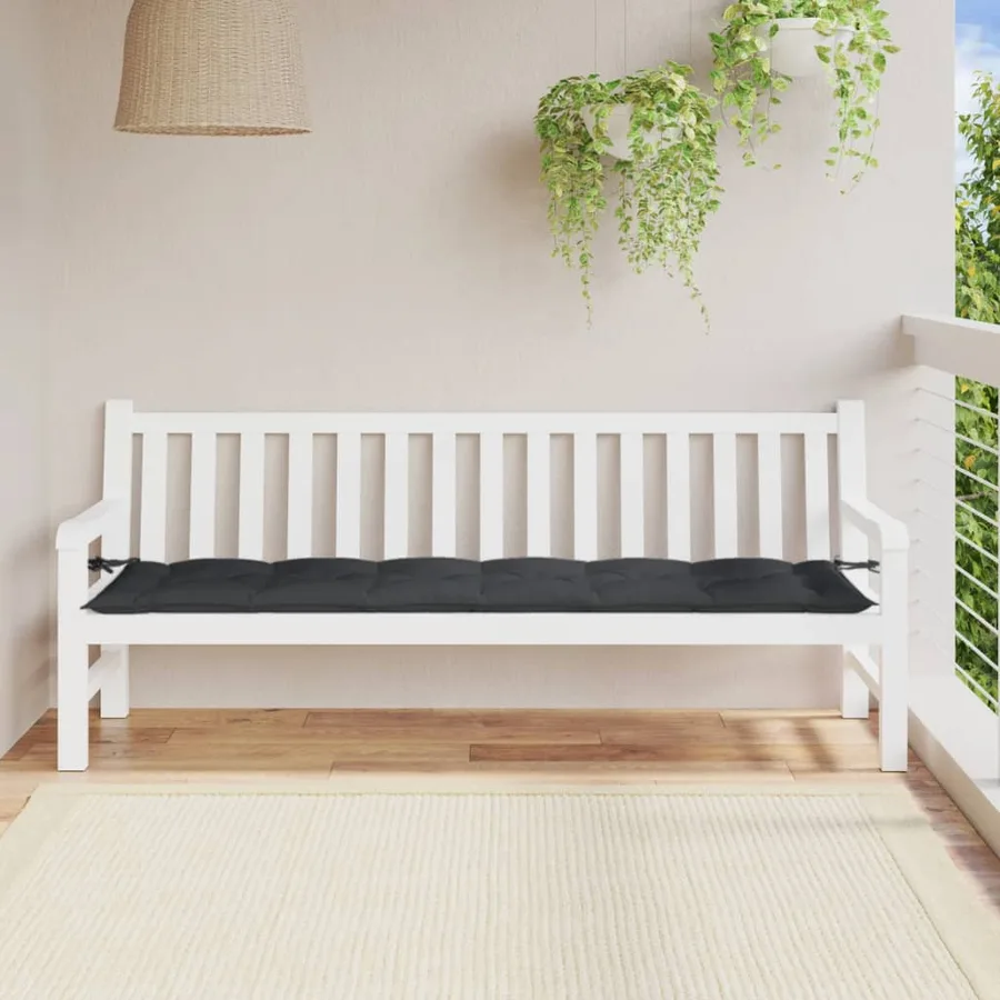 Coussin de banc de jardin anthracite mélangé 200x50x7 cm tissu - 3