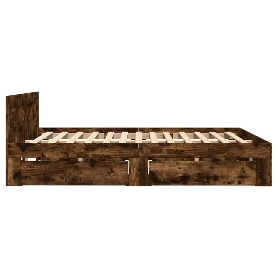 Cadre de lit et tête de lit sans matelas chêne fumé 140x200 cm - 6