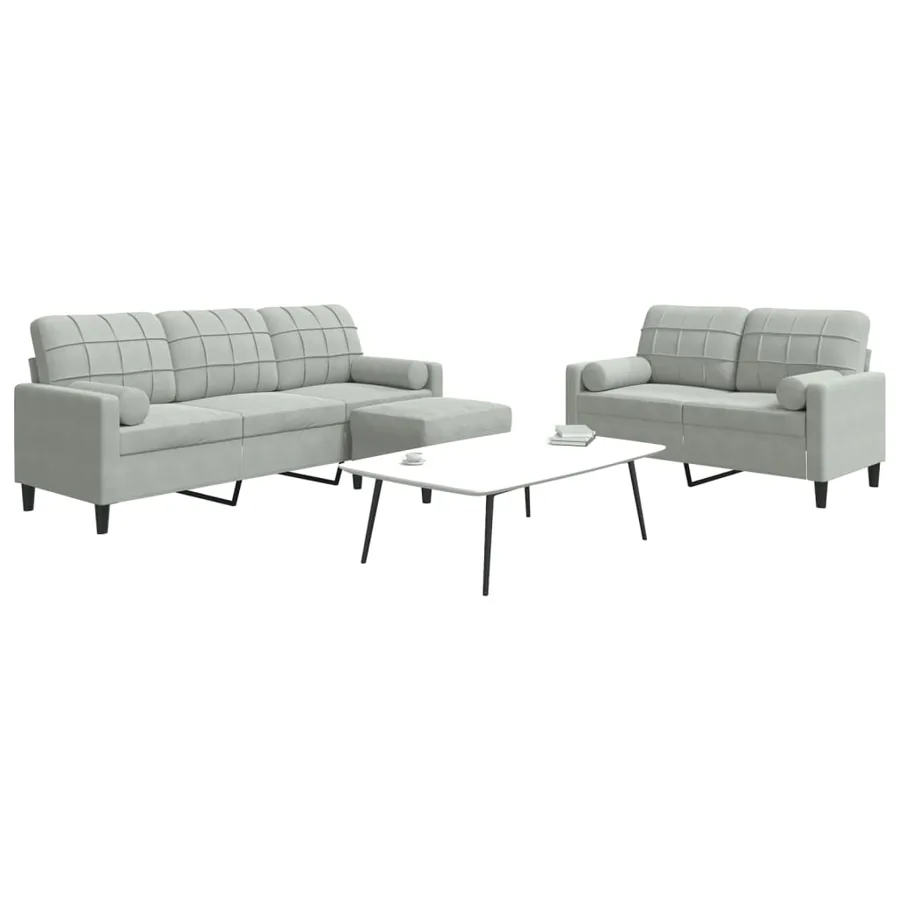 Ensemble de canapés 3 pcs et coussins et traversins velours