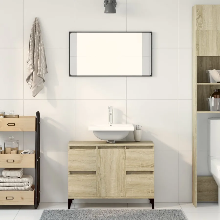 Meuble d'évier chêne sonoma 80x33x60 cm bois d'ingénierie - 3