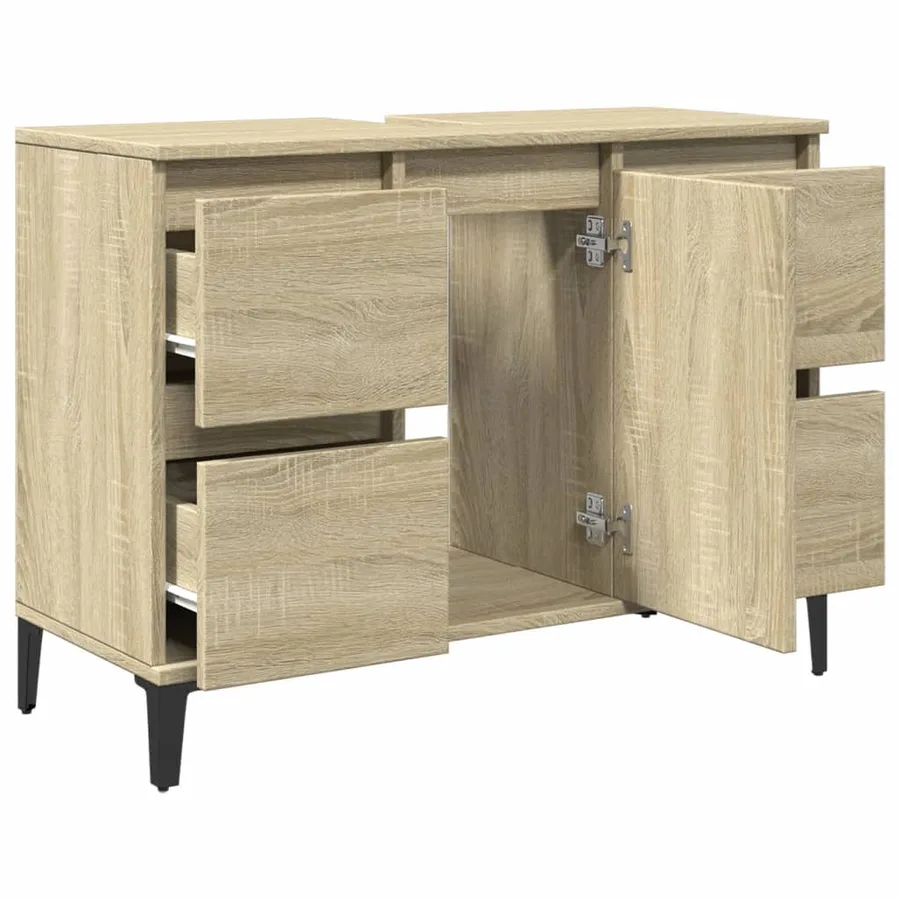 Meuble d'évier chêne sonoma 80x33x60 cm bois d'ingénierie - 6