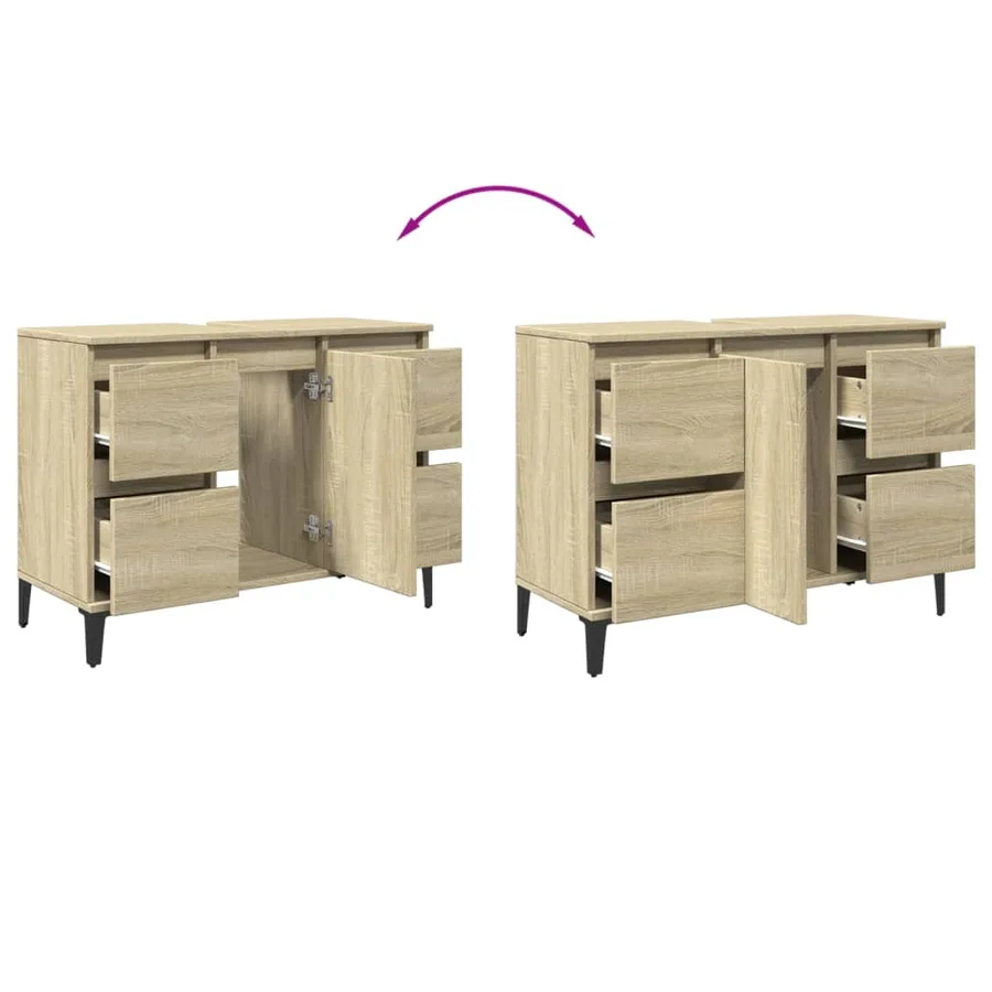 Meuble d'évier chêne sonoma 80x33x60 cm bois d'ingénierie - 9