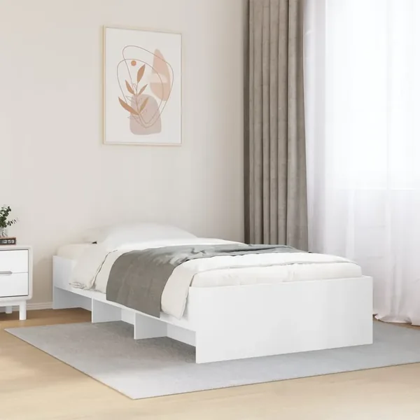 Cadre de lit sans matelas blanc 90x200 cm bois d'ingénierie