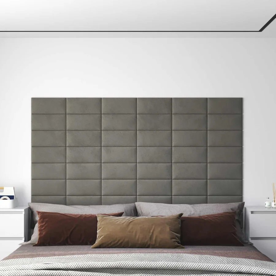 Tête de lit murale 12 pcs Gris clair Velours