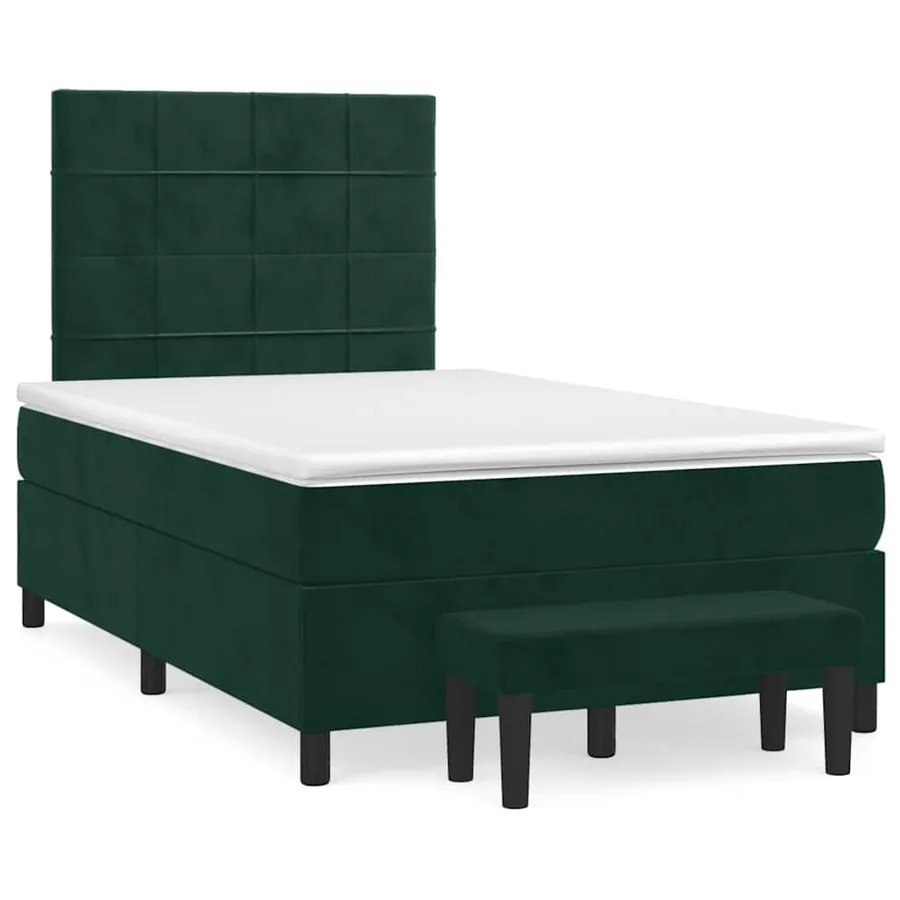Sommier à lattes de lit avec matelas vert foncé 120x190 cm