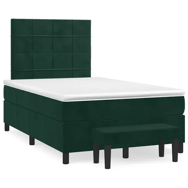 Sommier à lattes de lit avec matelas vert foncé 120x190 cm