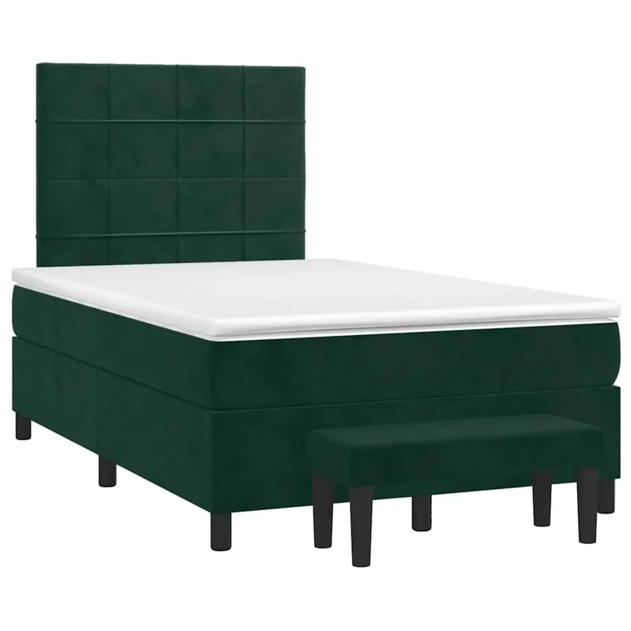Sommier à lattes de lit avec matelas vert foncé 120x190 cm - 2